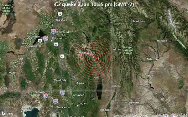 Soda Springs earthquake map